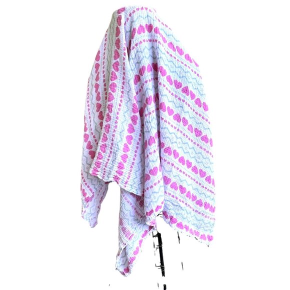 VTG Aden Anais Hearts Baby Swaddle Blanket Security  41 in x 38 in Pink White - Picture 3 of 12